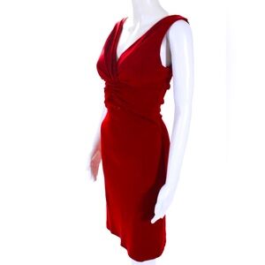 Like New! Banana Republic Wool Blend Sleeveless V-Neck Midi Dress Red Size 0
